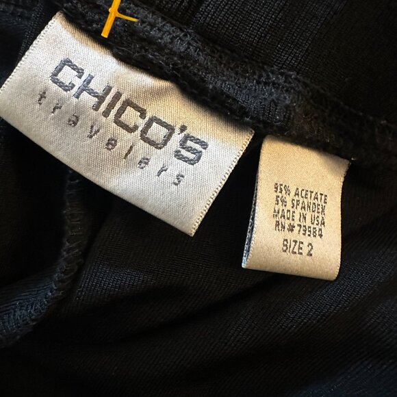 Chicos Travelers Pants sz L (US 12)  Black Cropped Slinky Wide Leg Office Travel - Picture 2 of 2